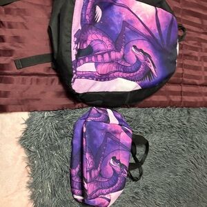 Purple Dragon Backpack and lunch bag